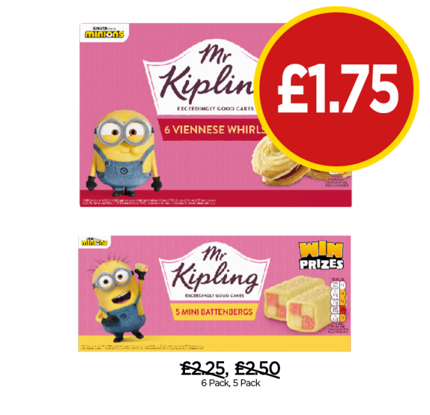 Mr Kipling Mini Battenbergs, Viennese Whirls - Now Only £1.75 each at Budgens