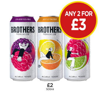 Brothers Un-Berrybelievable, Best Of The Zest, Berry Sublime - Any 2 for £3 at Budgens