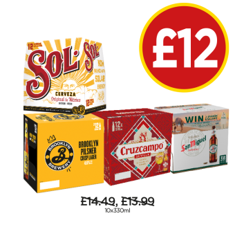 Sol, Brooklyn Pilsner, Cruzcampo, San Miguel - Now Only £12 each at Budgens