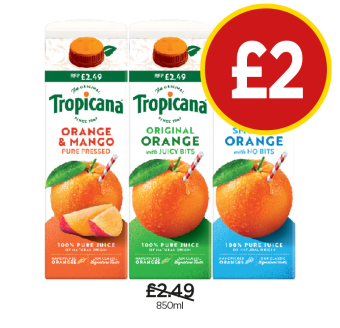 Tropicana Orange & Mango, Smooth Orange - Now Only £2 each at Budgens