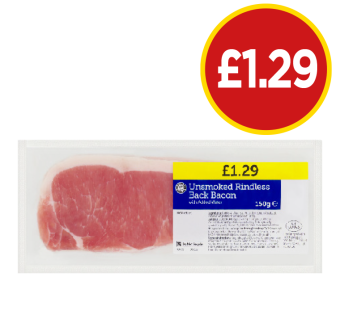 Unsmoked Rindless Back Bacon - Now Only £1.29 at Budgens