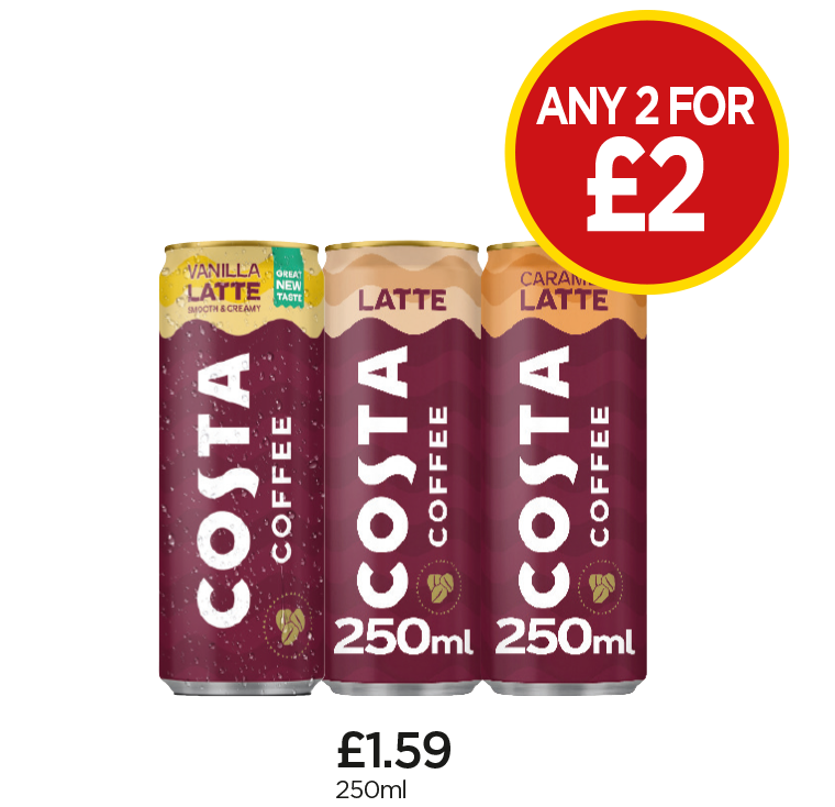 costa coffee latte 250ml