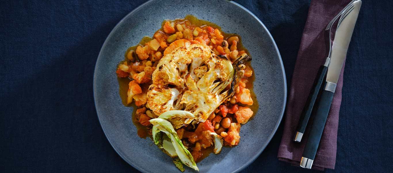 Cauliflower Steak with Beans