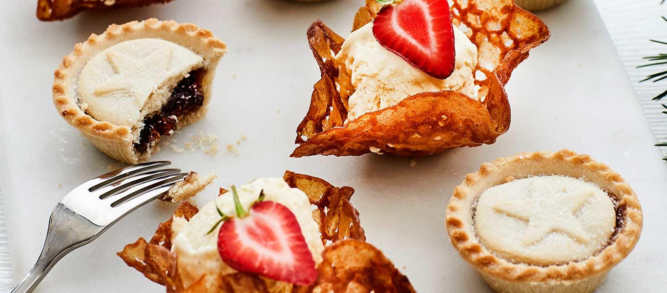 Brandy Snap Baskets Filled with Ice Cream 