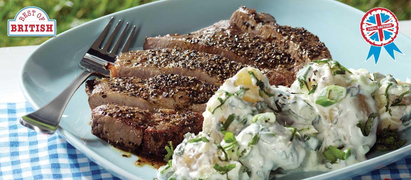 Rump Steak with Jersey Royals & Herb Yogurt