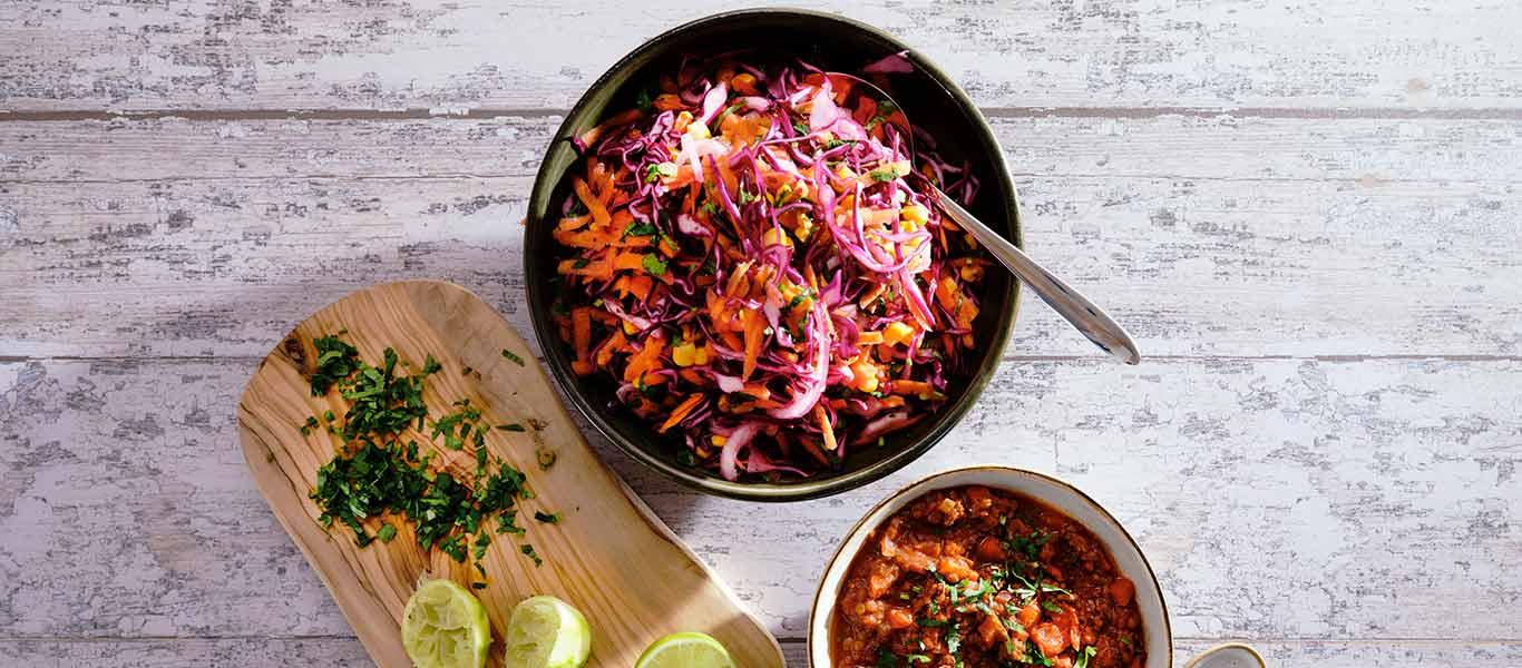 Beef & Lentil Chilli with Slaw Recipe