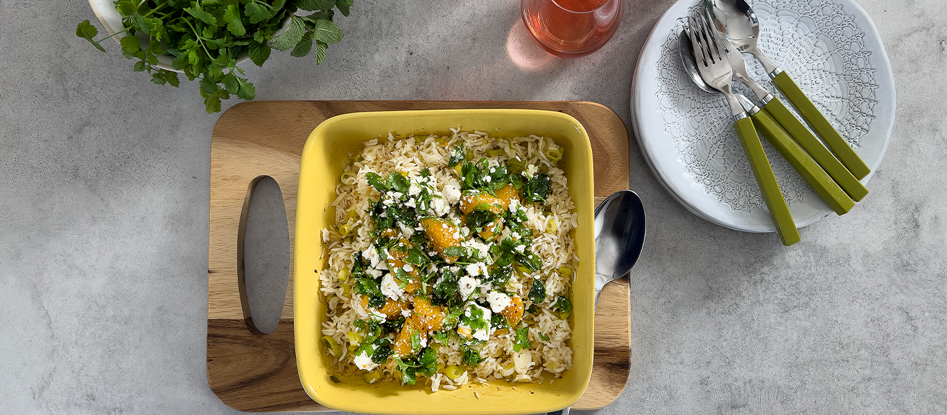 Baked Pilau Rice With Feta