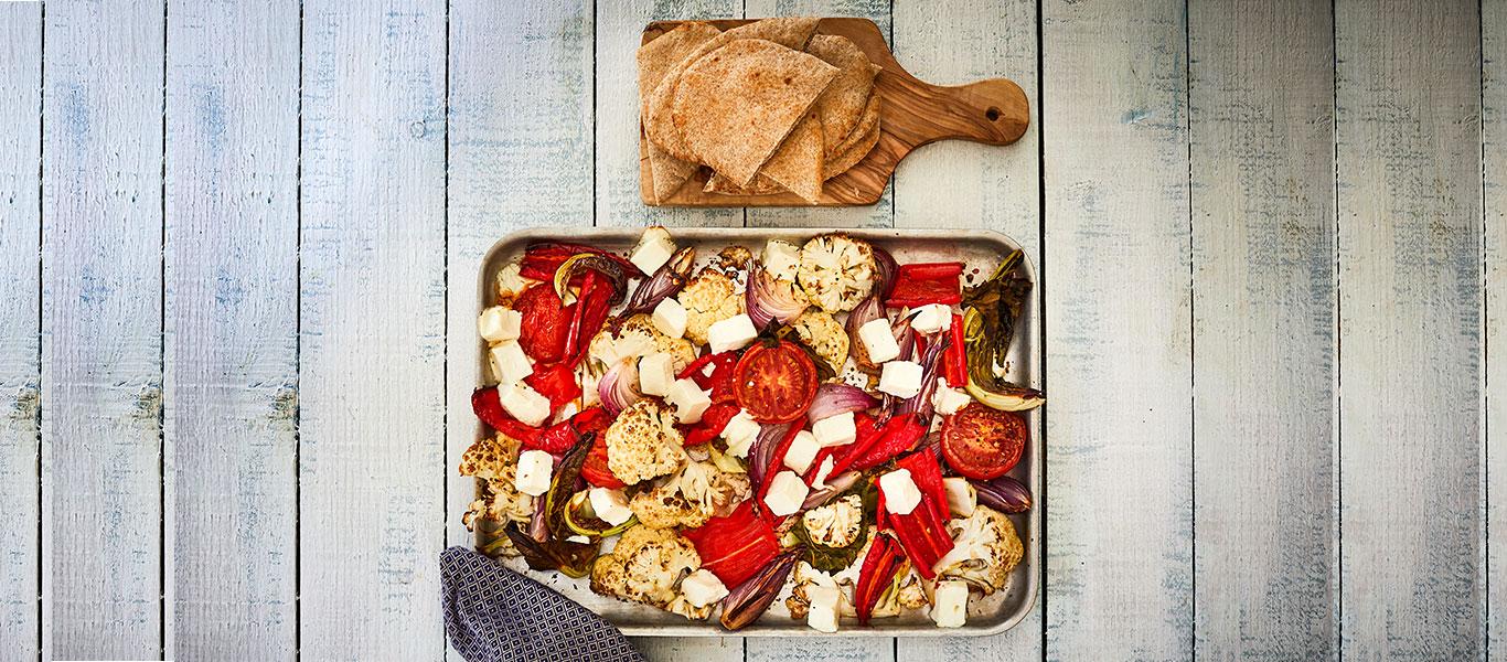 Roasted Cauliflower, Pepper and Feta