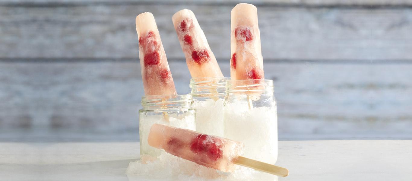 Rose and Raspberry Ice Lollies