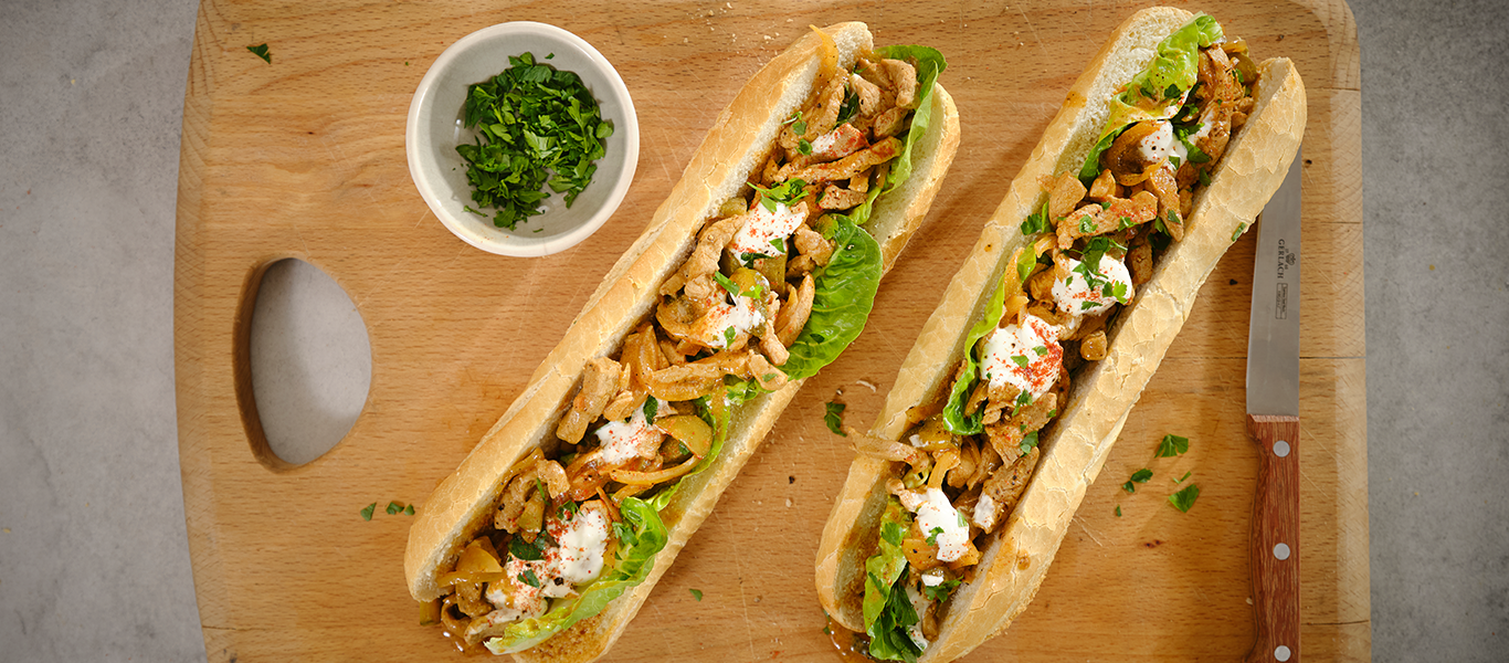 Pork Stroganoff Baguette