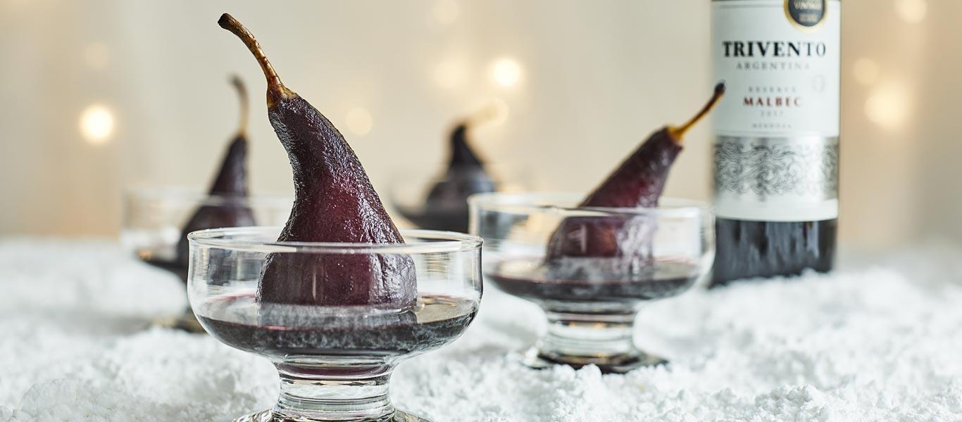 Red Wine Poached Pears