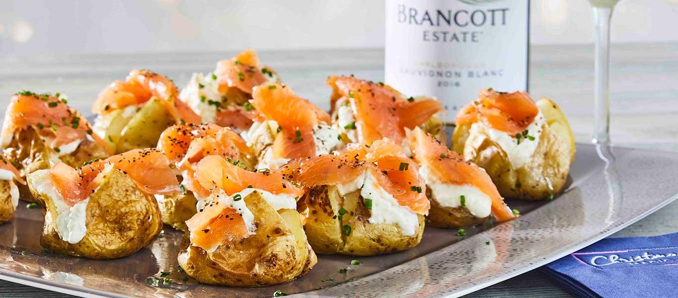 Smoked Salmon and Potato Canapes   