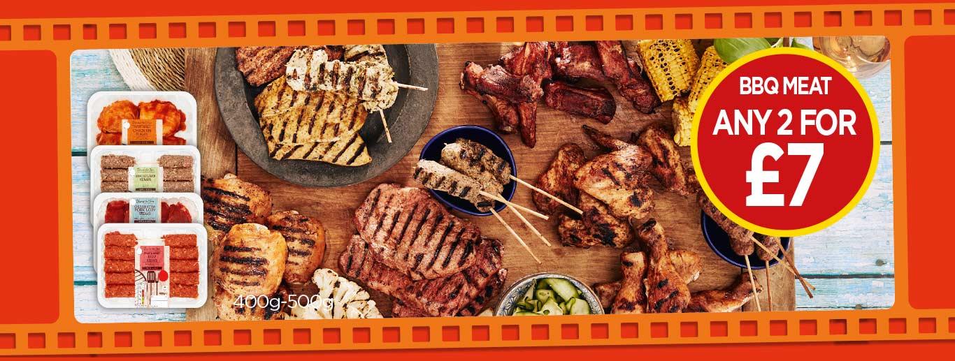 Discover The Choice Sweet Chilli Thighs, Minted Lamb Kebabs, BBQ Beef Kebabs, Chinese Style Pork Steak - Any 2 for £7 at Budgens