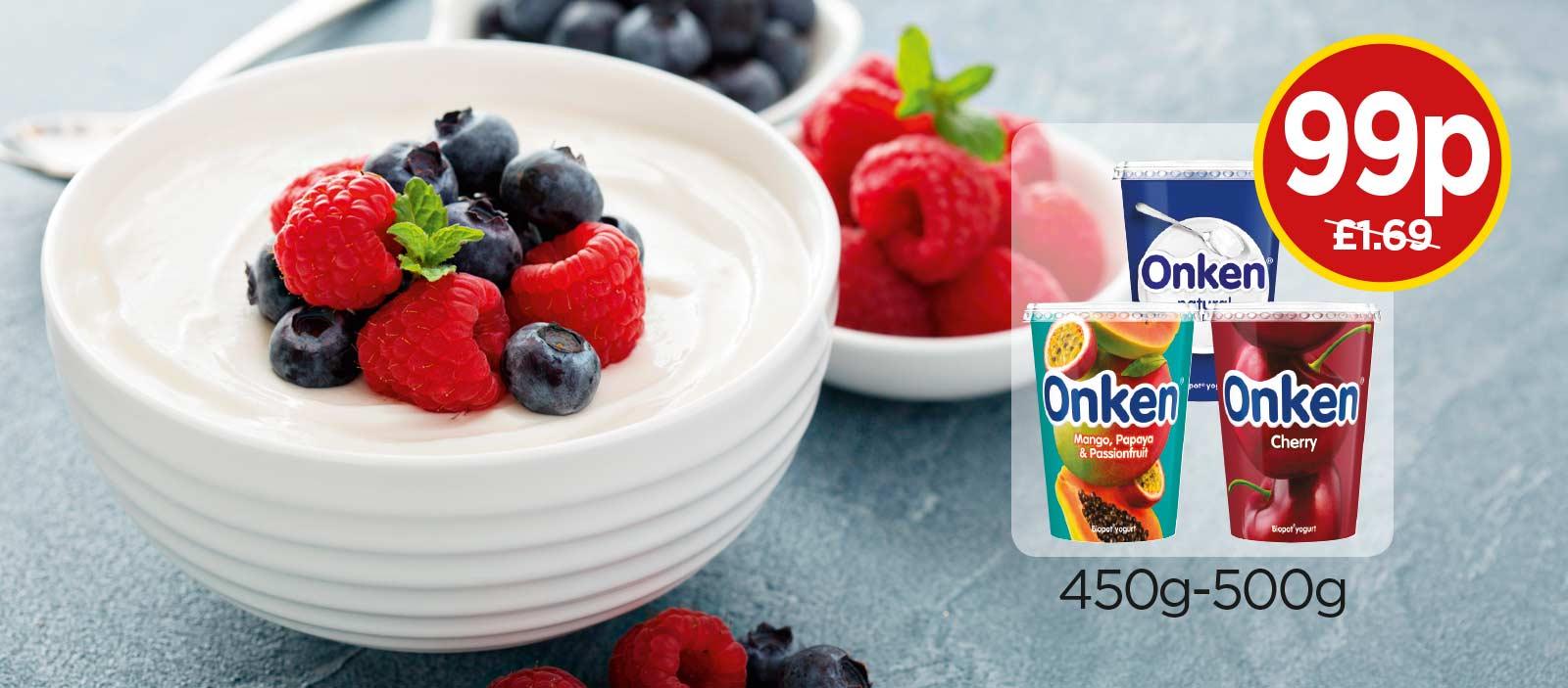 Onken Biopot Yogurt - Mango, Pappaya & Passionfruit, Natural Set, Cherry - Was £1.69, Now 99p at Budgens