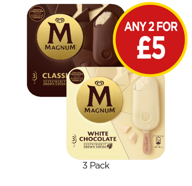Magnum Classic, White Chocolate - Any 2 for £5 at Budgens