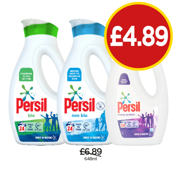 Persil Bio, Non Bio, Colour Protect - Now Only £4.89 each at Budgens