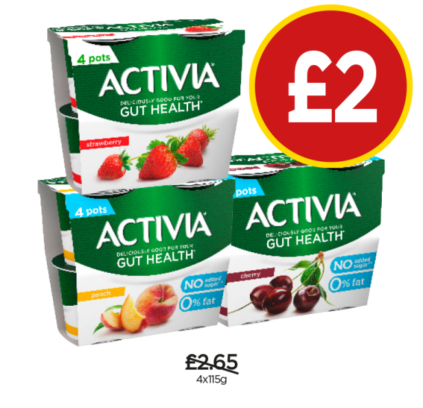 Activia Strawberry, Peach, Cherry - Now Only £2 at Budgens