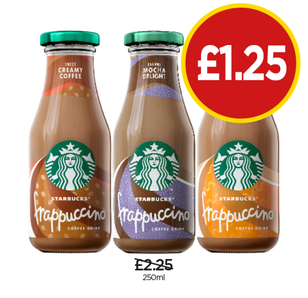 Starbucks Frappuccino Coffee, Mocha, Caramel - Now Only £1.25 at Budgens