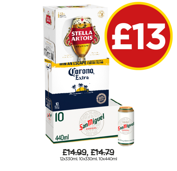 Stella Artois, Corona, San Miguel - Now Only £13 at Budgens