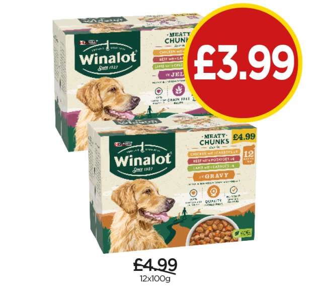 Winalot Meat Chunks In Jelly, In Gravy - Now Only £3.99 at Budgens