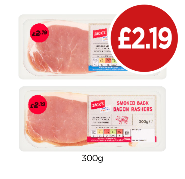 Jack's Back Bacon Rashers Smoked, Unsmoked - Now Only £2.19 at Budgens