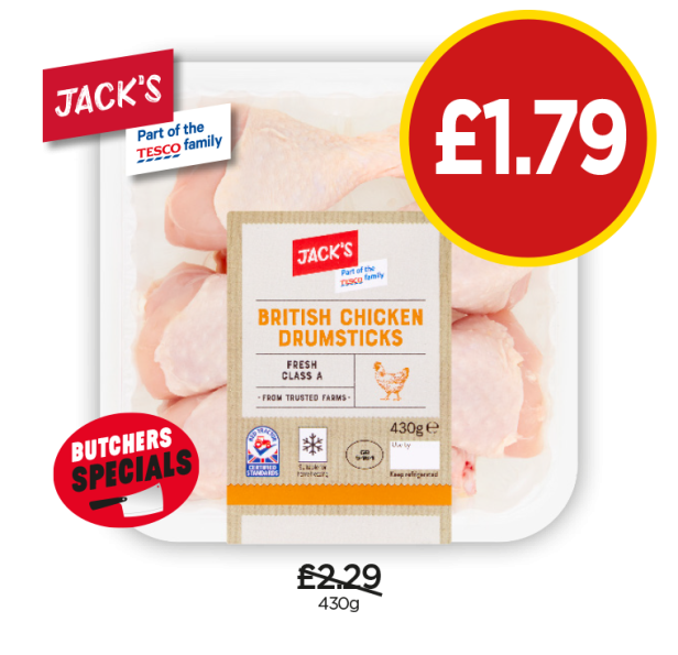 Jack's British Chicken Drumsticks - Now Only £1.79 at Budgens