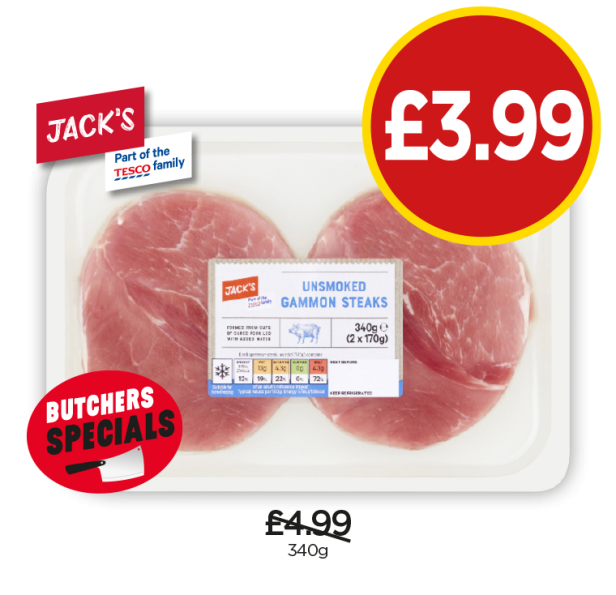 Jack's Unsmoked Gammon Steaks - Now Only £3.99 at Budgens