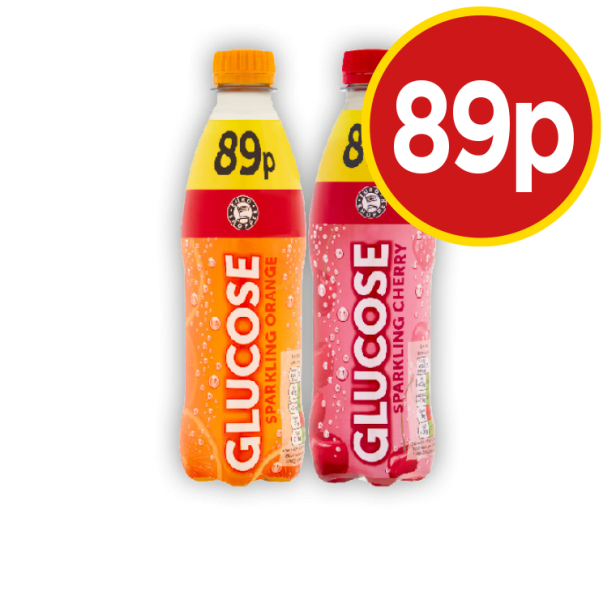 Glucose Sparkling Orange, Cherry - Now Only 89p at Budgens