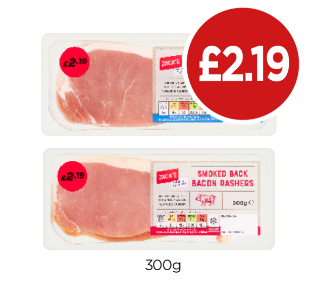 Jack's Back Bacon Rashers Smoked, Unsmoked - Now Only £2.19 at Budgens