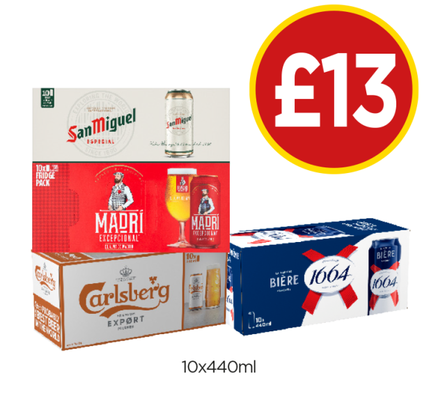 San Miguel, Madri, Carlsberg Export, Kronenbourg - Now Only £13 at Budgens