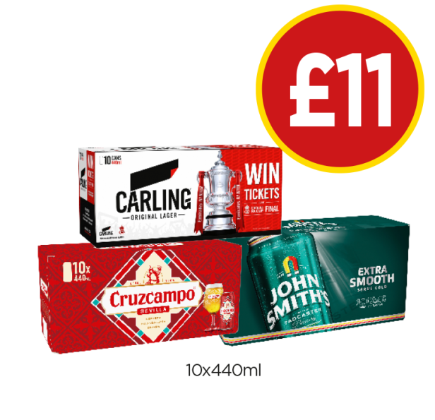 Carling, Cruzcampo, John Smiths - Now Only £11 at Budgens