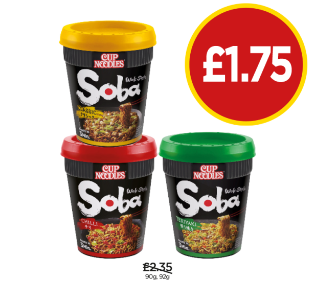 Soba Noodles Classic, Chilli, Teriyaki - Now Only £1.75 at Budgens