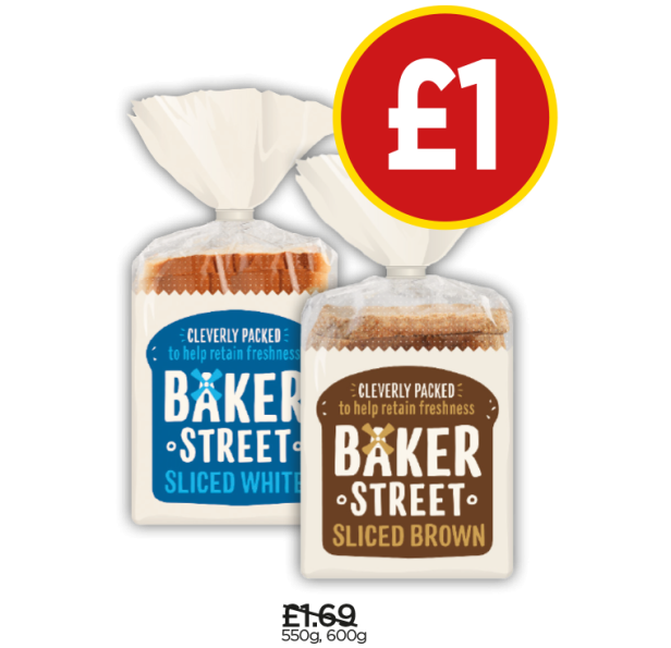 Baker Street Brown Loaf, White Loaf - Was £1.69, Now £1 at Budgens
