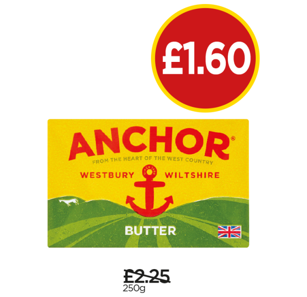 Anchor Butter - Was £2.25, Now £1.60 at Budgens