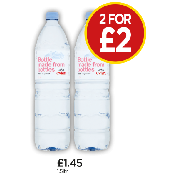 Evian Mineral Water - 2 for £2 at Budgens