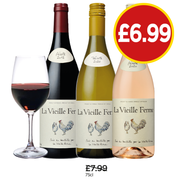 Le Vieille Ferme Rouge, Blanc, Rose - Now £6.99 at Budgens