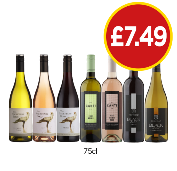 The Secretary Bird Sauvignon Blanc, Rosé, Shiraz, Canti Pinot Grigio, Rosé, McGuigan Black Label, Chardonnay - Now Only £7.49 at Budgens