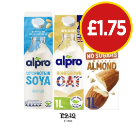 Alpro Protein Soya, Oat, No Sugars Almond - Now Only £1.75 at Budgens