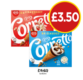 Cornetto Strawberry, Classico - Now Only £3.50 at Budgens