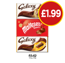 Galaxy Smooth Milk, Caramel, Maltesers Teasers - Now Only £1.99 at Budgens