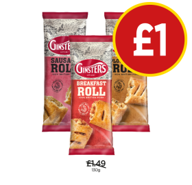 Ginster's Sausage Roll, Breakfast Roll, Ploughman's Roll - Now Only £1 at Budgens