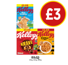 Kellogg Rice Krispies, Krave, Crunchy Nut - Now Only £3 at Budgens