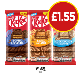 KitKat Double Chocolate, Salted Caramel, Cookie Dough - Now Only £1.55 at Budgens