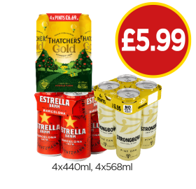 Thatcher's Gold, Estrella, Strongbow - Now Only £5.99 at Budgens