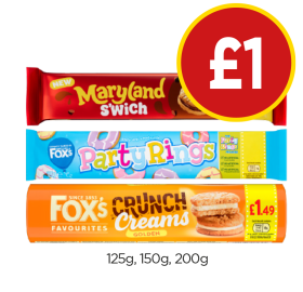 Maryland S'wich, Party Ring, Fox's Crunch Creams - Now Only £1 at Budgens