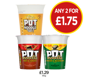 Pot Noodle Original Curry, Beef & Tomato, Chicken & Mushroom - Now Only £1.75 at Budgens