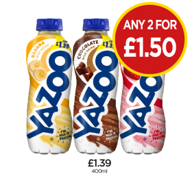 Yazoo Banana, Chocolate, Strawberry - Any 2 for £1.50 at Budgens