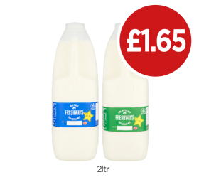 Freshways Milk Whole, Semi-Skimmed - Now Only £1.65 at Budgens