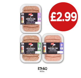 Jack's Sausages Cumberland, Lincolnshire, Traditional Pork - Now Only £2.99 at Budgens