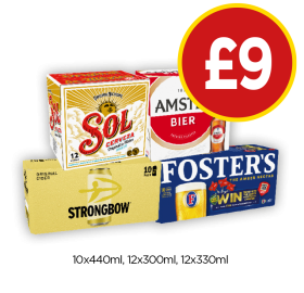 Sol, Amstel, Strongbow, Fosters - Now Only £9 at Budgens